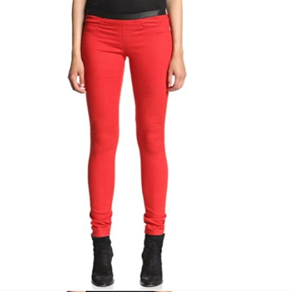 Helmut Lang Red Coated Skinny Jean